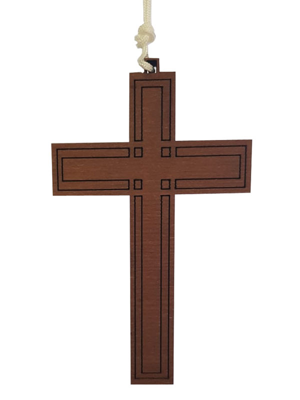 Croce in legno con incisioni geometriche - Giusmery-Confezioni