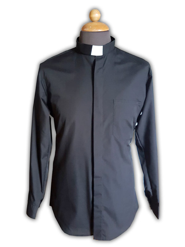 Camicia collo clergy di colore nero - Giusmery Confezioni